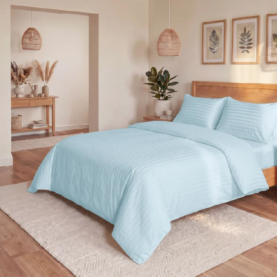 300TC Stripes Bedsheet Pale Blue