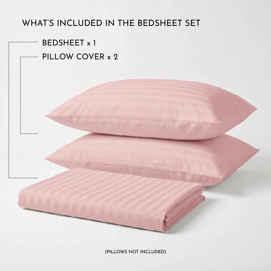 300TC Stripes Bedsheet Single Cameo Rose