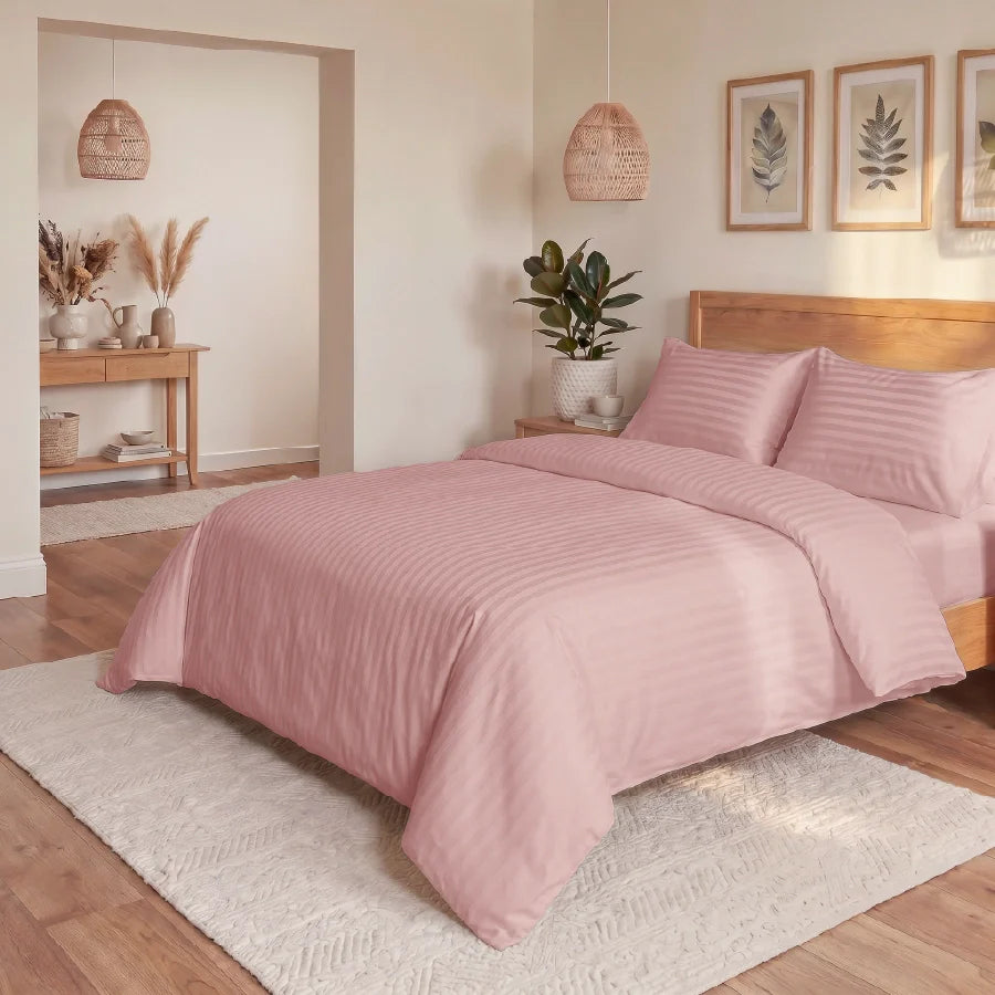 300TC Stripes Bedsheet Single Cameo Rose