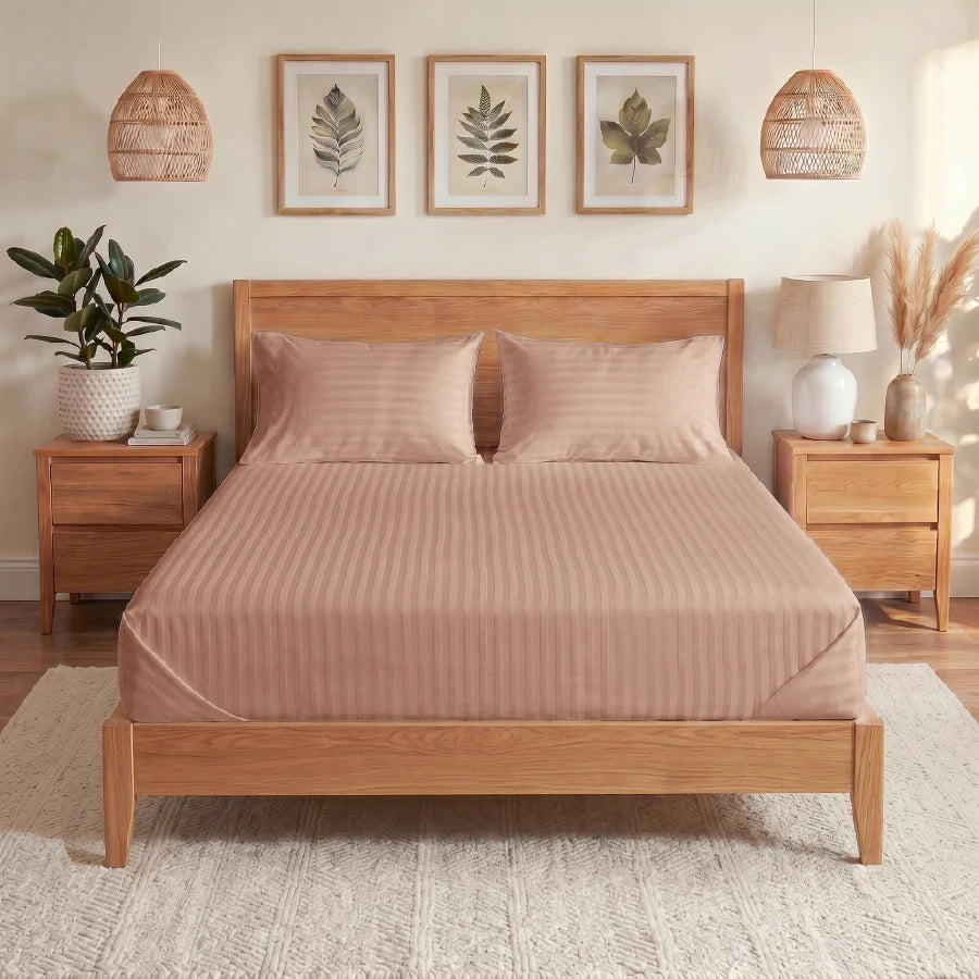 300TC Stripes Bedsheet Single Coral