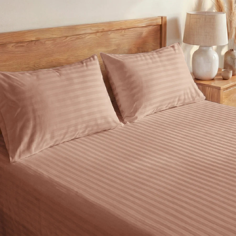 300TC Stripes Bedsheet Single Coral