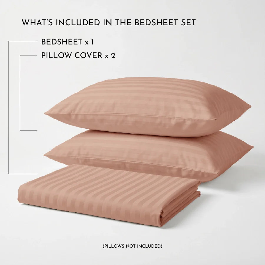 300TC Stripes Bedsheet Single Coral
