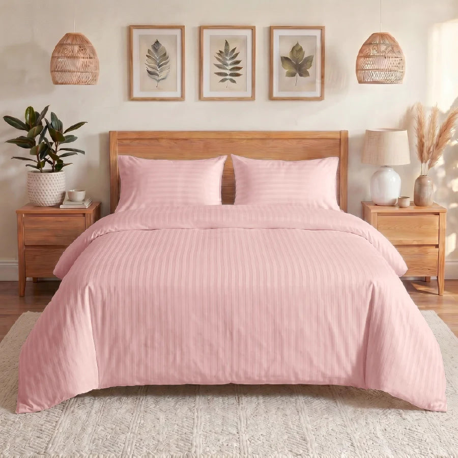 300TC Stripes Duvet Cover Cameo Rose
