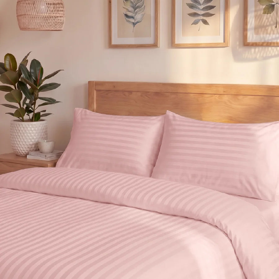300TC Stripes Duvet Cover Cameo Rose