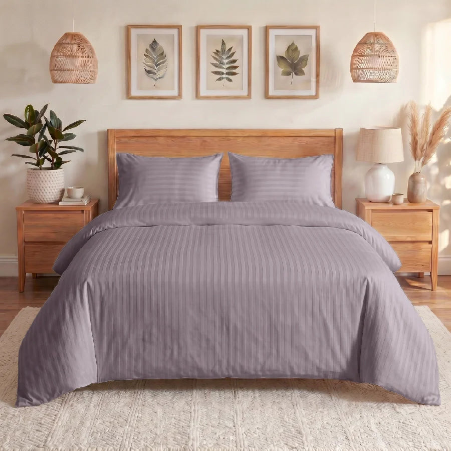 300TC Stripes Duvet Cover Lilac