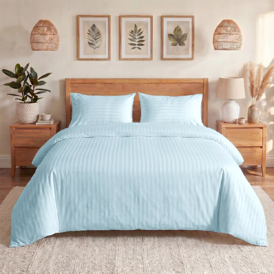 300TC Stripes Duvet Cover Pale Blue