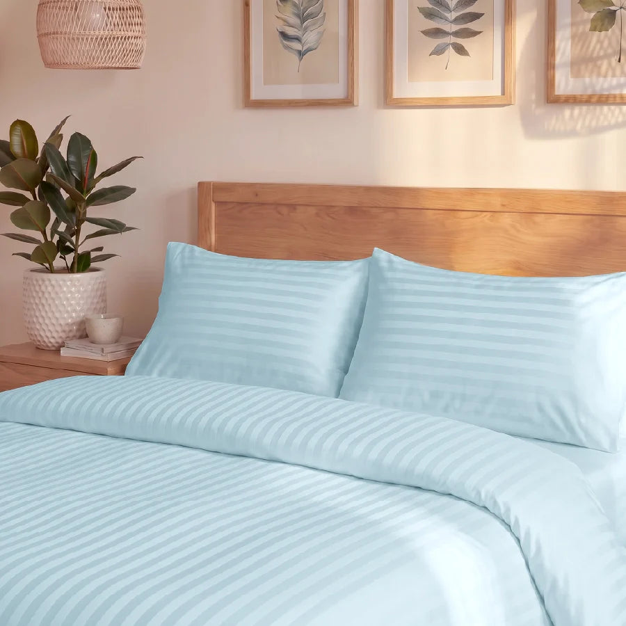 300TC Stripes Duvet Cover Pale Blue