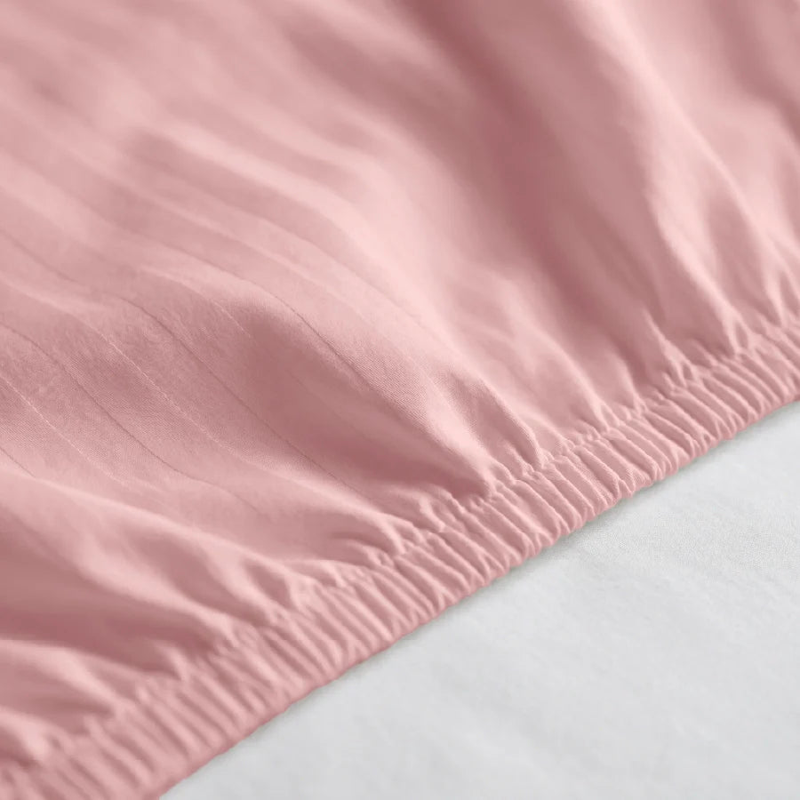 300TC Stripes Fitted Bedsheet Cameo Rose