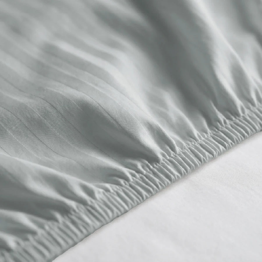300TC Stripes Fitted Bedsheet Light Grey