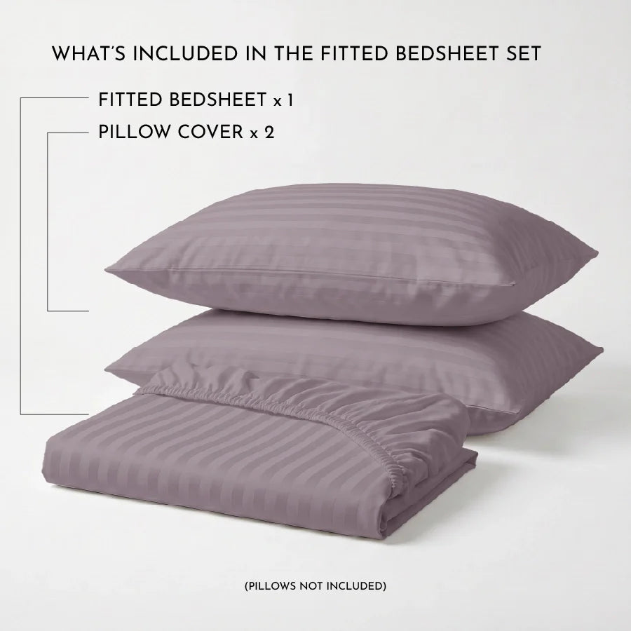 300TC Stripes Fitted Bedsheet Lilac