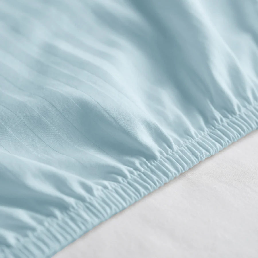 300TC Stripes Fitted Bedsheet Pale Blue