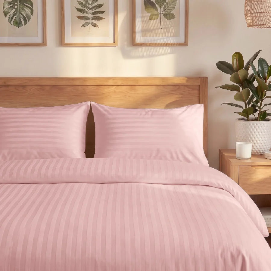 300TC Stripes Pillow Case Cameo Rose