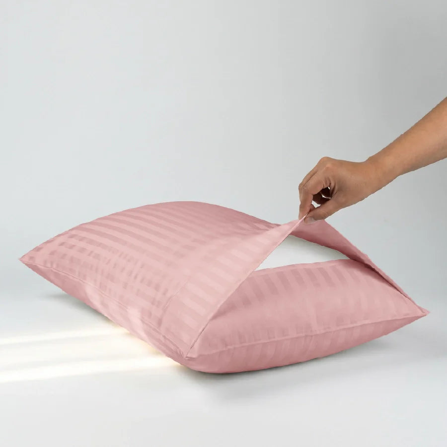 300TC Stripes Pillow Case Cameo Rose