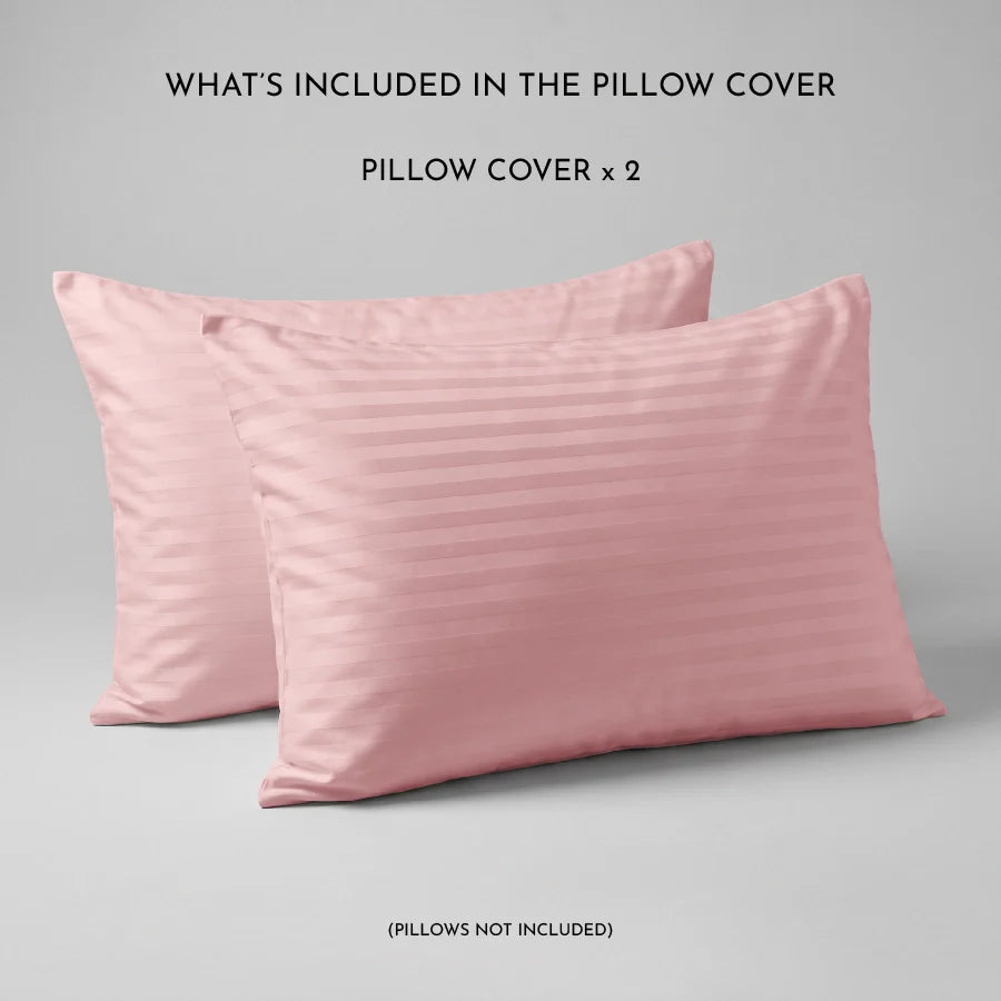 300TC Stripes Pillow Case Cameo Rose