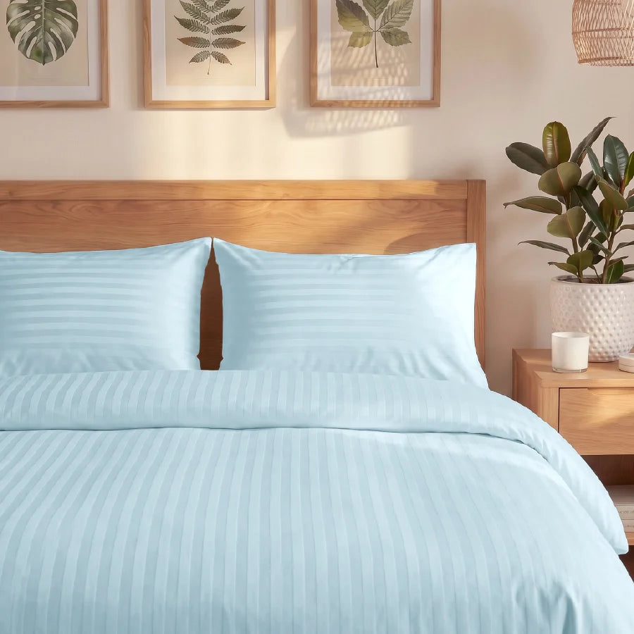 300TC Stripes Pillow Case Pale Blue