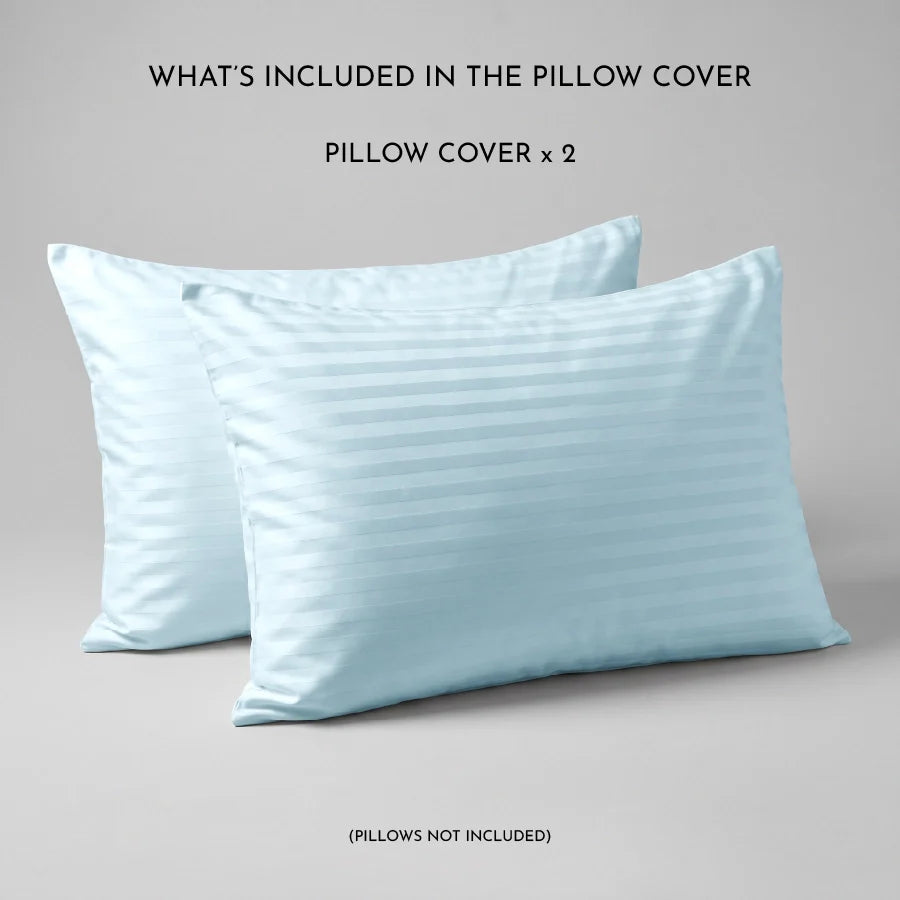 300TC Stripes Pillow Case Pale Blue
