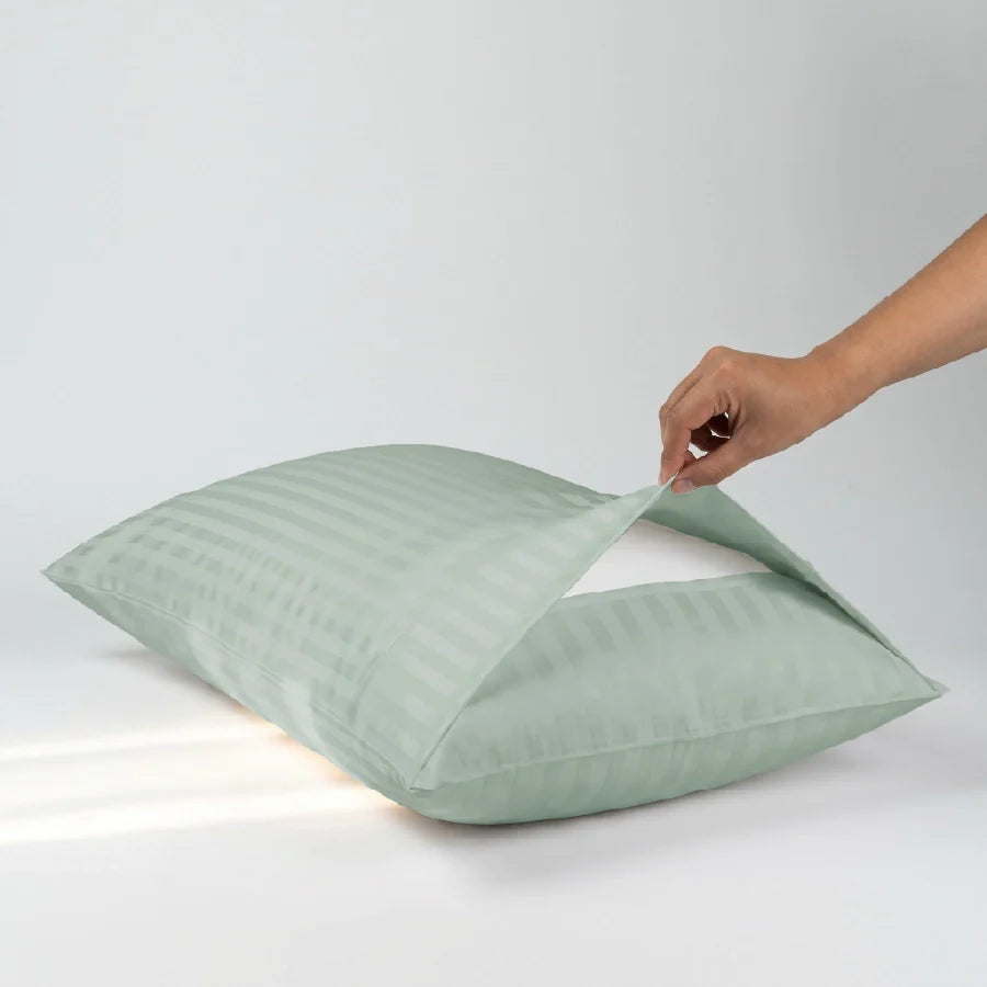 300TC Stripes Pillow Case Sage Green