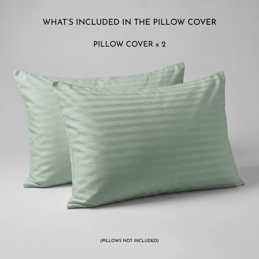 300TC Stripes Pillow Case Sage Green