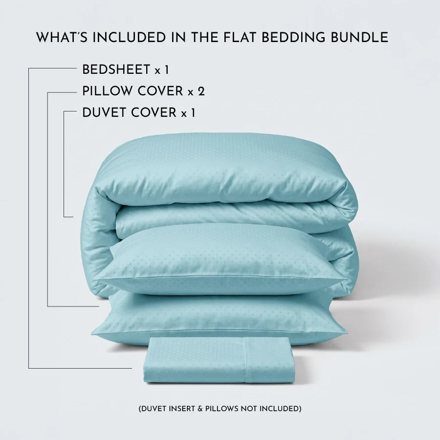 Bedding Bundle | Bedsheet Set with Duvet Cover | Swiss Dot | 300TC - Swiss-Dot-Sky-Blue