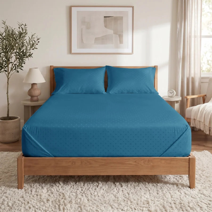 Duvet Cover | Swiss Dot | 100% Cotton | Size : Double | 300TC - Swiss-Dot-Azure-Blue