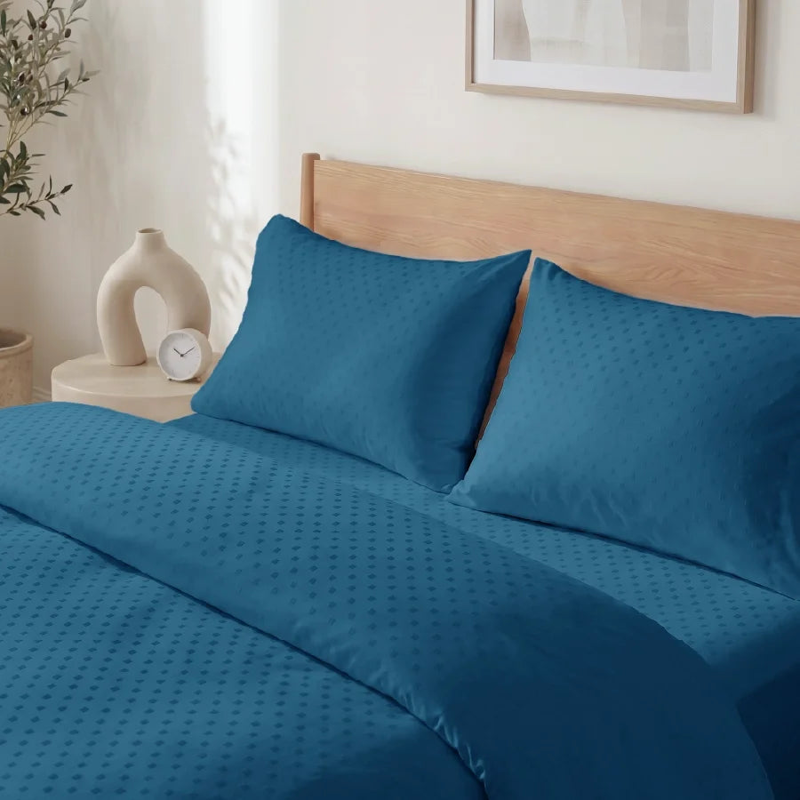 Duvet Cover | Swiss Dot | 100% Cotton | Size : Double | 300TC - Swiss-Dot-Azure-Blue