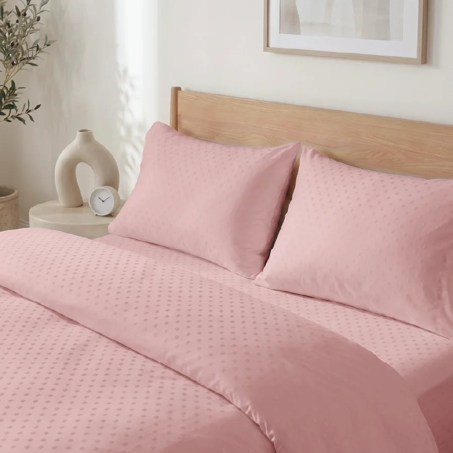 Duvet Cover | Swiss Dot | 100% Cotton | Size : Double | 300TC - Swiss-Dot-Cameo-Rose