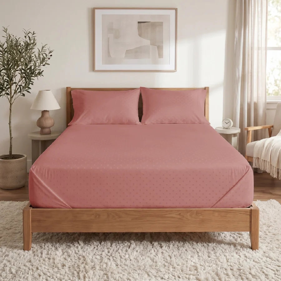 Duvet Cover | Swiss Dot | 100% Cotton | Size : Double | 300TC - Swiss-Dot-Desert-Sand
