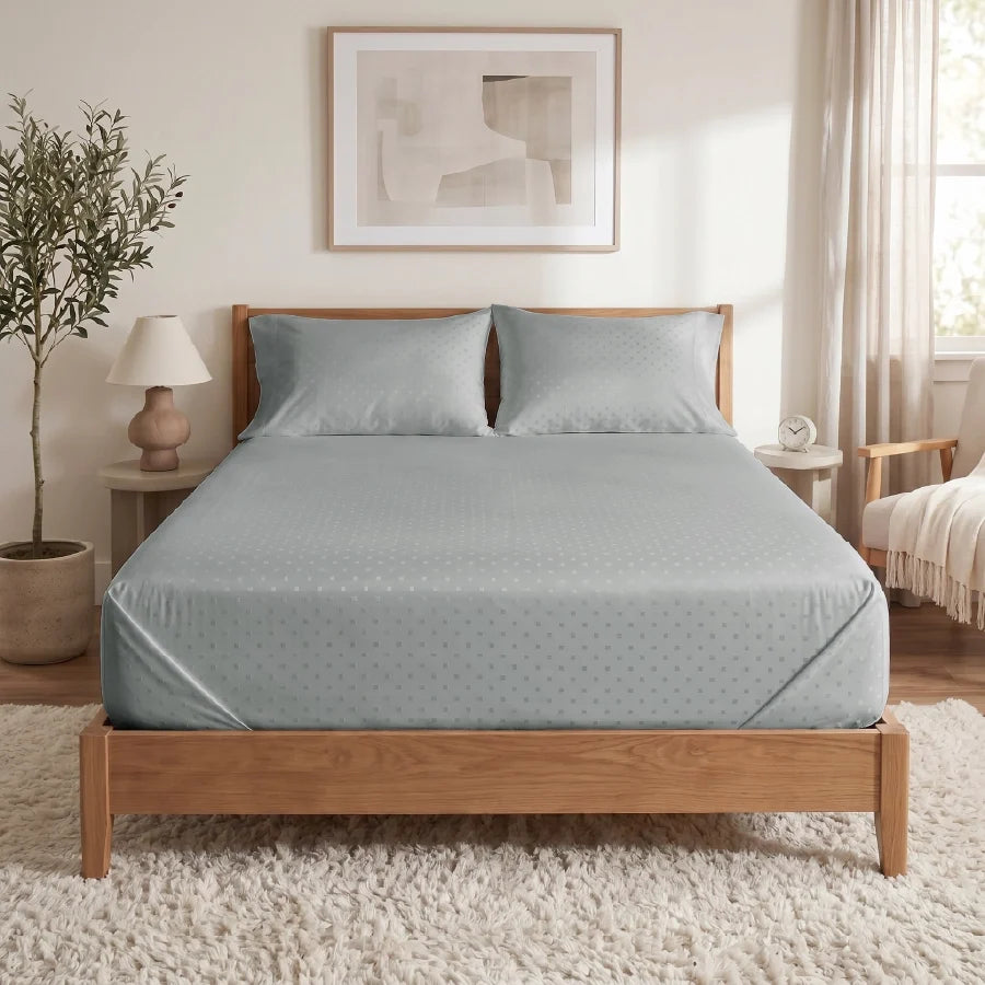 Duvet Cover | Swiss Dot | 100% Cotton | Size : Double | 300TC - Swiss-Dot-Paloma-Grey