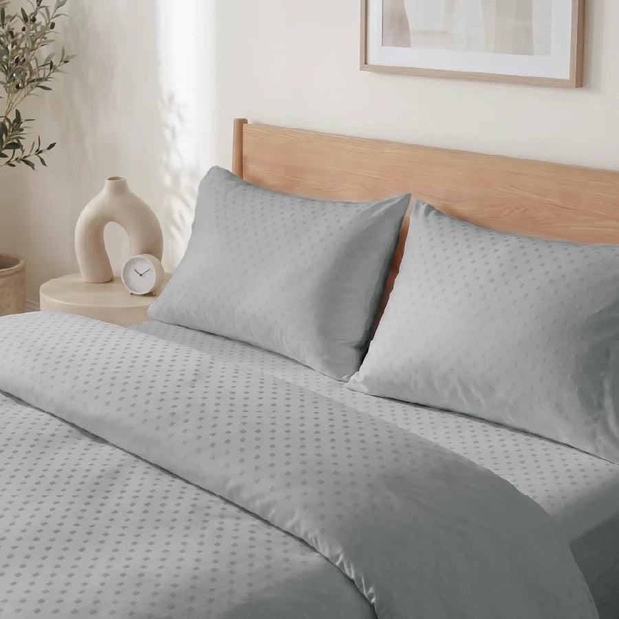 Duvet Cover | Swiss Dot | 100% Cotton | Size : Double | 300TC - Swiss-Dot-Paloma-Grey