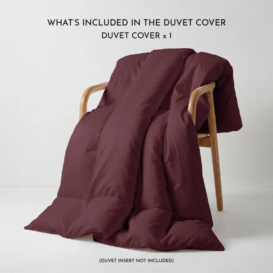 Duvet Cover | Swiss Dot | 100% Cotton | Size : Double | 300TC - Swiss-Dot-Merlot