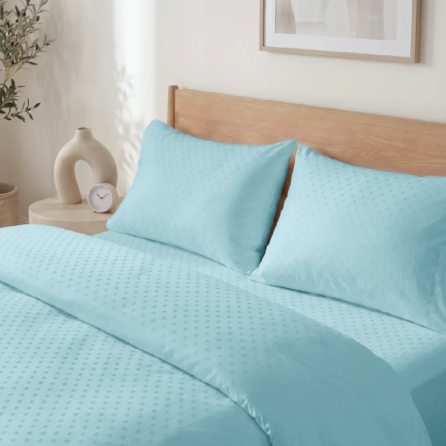 Duvet Cover | Swiss Dot | 100% Cotton | Size : Double | 300TC - Swiss-Dot-Sky-Blue