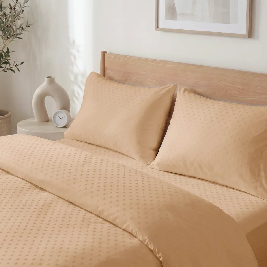 Duvet Cover | Swiss Dot | 100% Cotton | Size : Double | 300TC - Swiss-Dot-Toasted-Almond