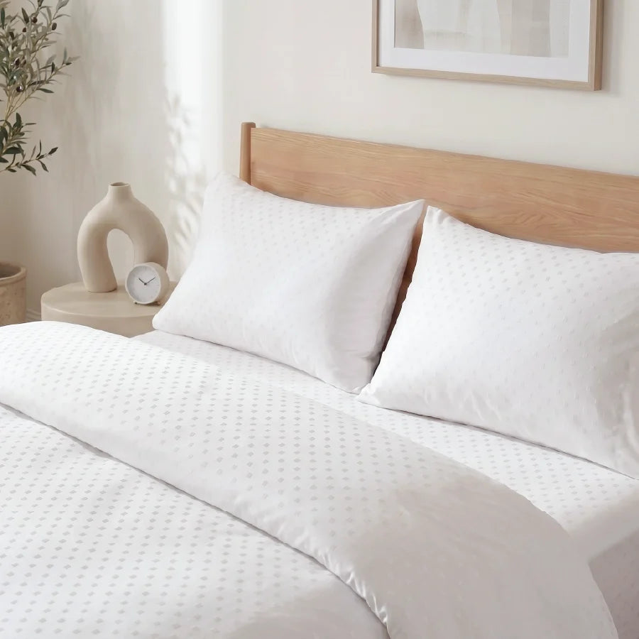 Duvet Cover | Swiss Dot | 100% Cotton | Size : Double | 300TC - Swiss-Dot-White