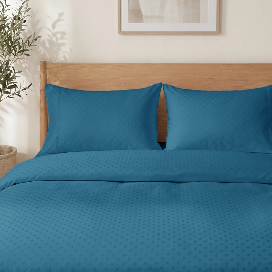 Pillow Cover | Swiss Dot | 100% Cotton | Pack of 2 Pillow Cases | 300TC - Swiss-Dot-Azure-Blue