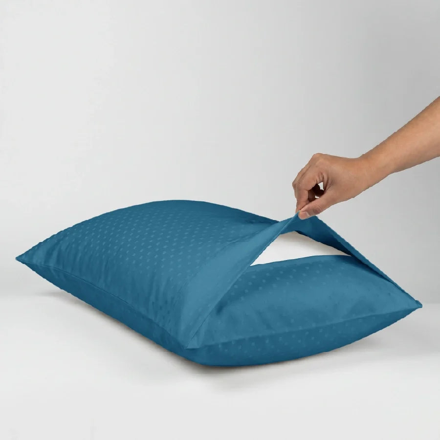 Pillow Cover | Swiss Dot | 100% Cotton | Pack of 2 Pillow Cases | 300TC - Swiss-Dot-Azure-Blue