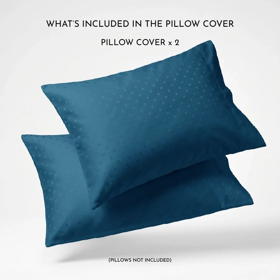 Pillow Cover | Swiss Dot | 100% Cotton | Pack of 2 Pillow Cases | 300TC - Swiss-Dot-Azure-Blue