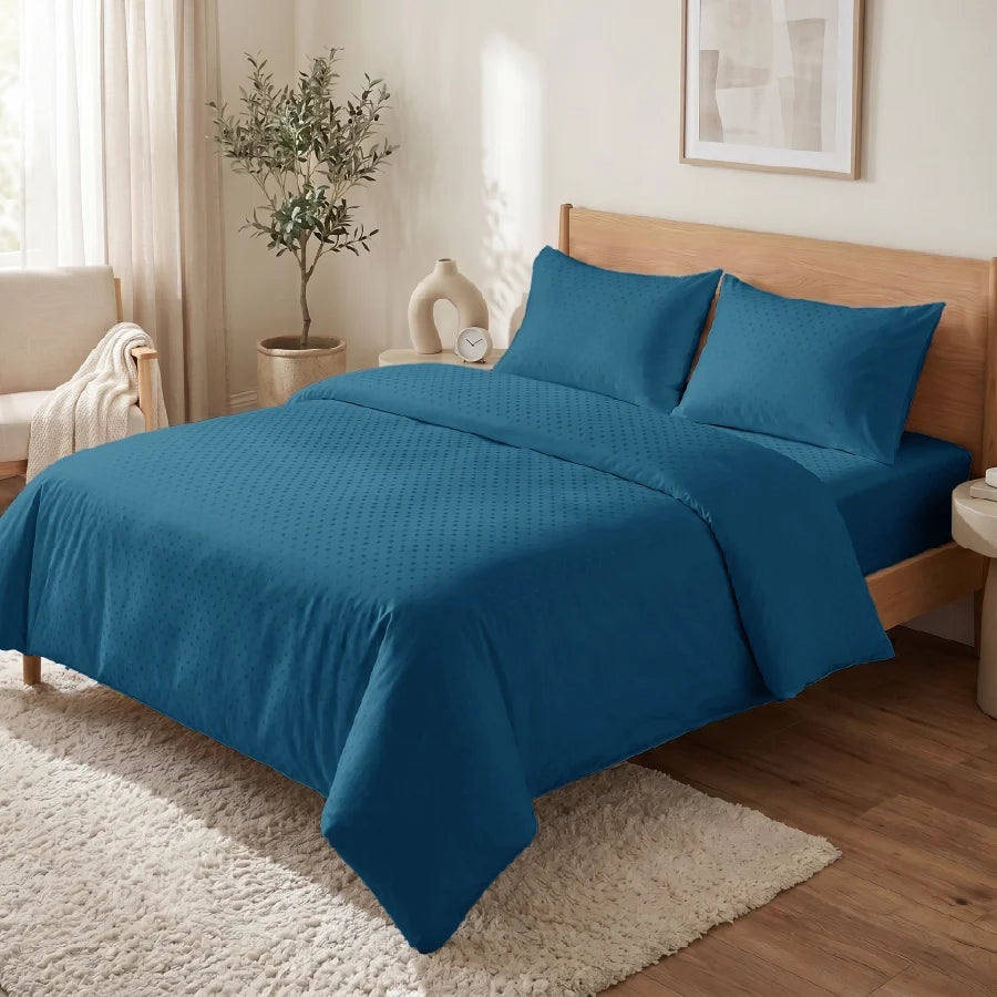 Pillow Cover | Swiss Dot | 100% Cotton | Pack of 2 Pillow Cases | 300TC - Swiss-Dot-Azure-Blue