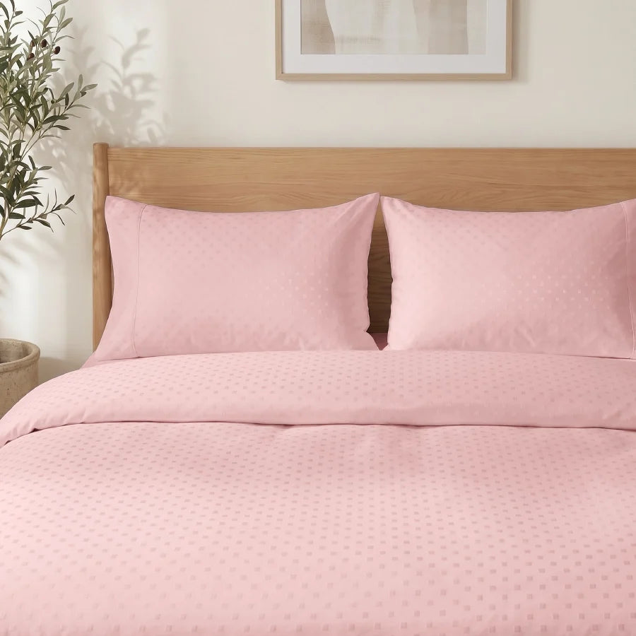 Pillow Cover | Swiss Dot | 100% Cotton | Pack of 2 Pillow Cases | 300TC - Swiss-Dot-Cameo-Rose