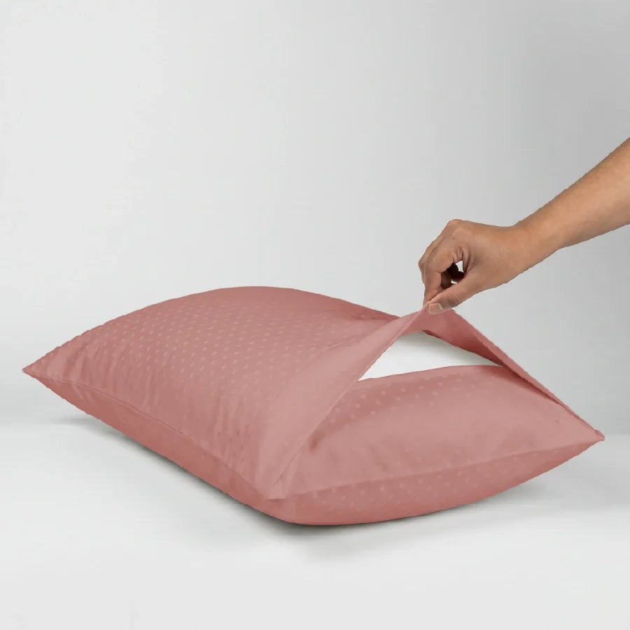 Pillow Cover | Swiss Dot | 100% Cotton | Pack of 2 Pillow Cases | 300TC - Swiss-Dot-Desert-Sand
