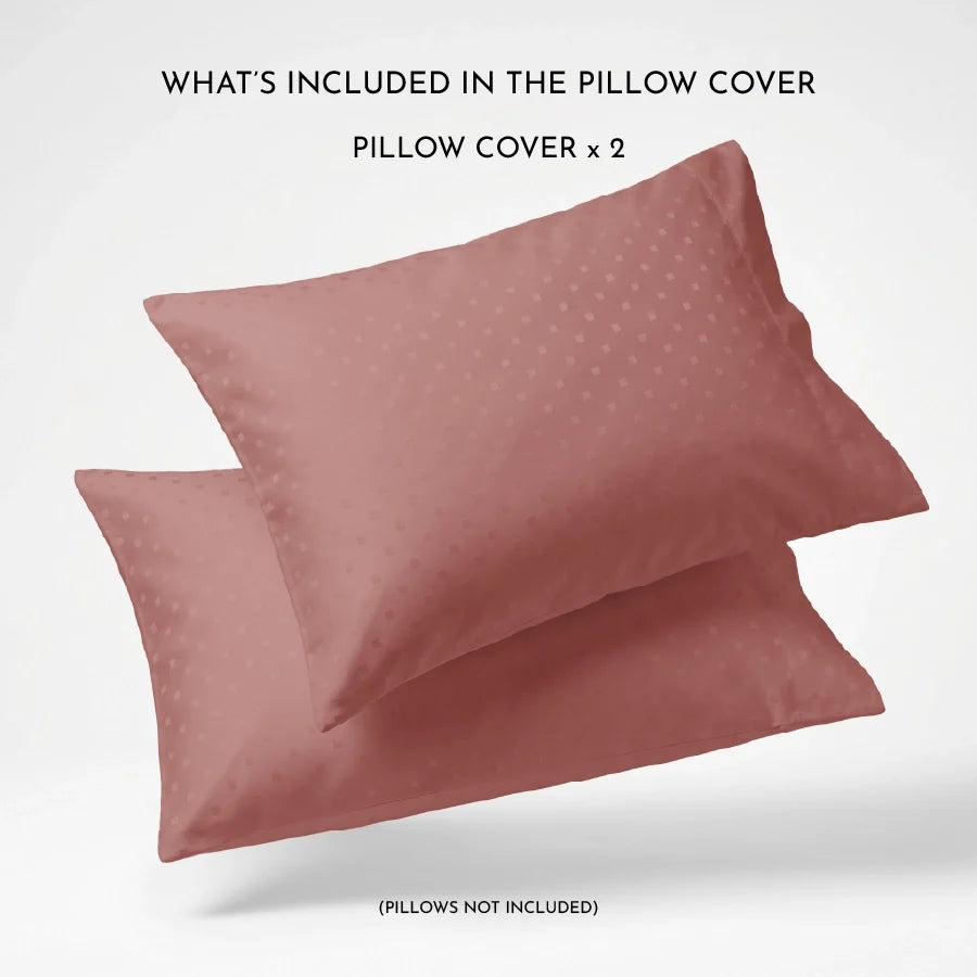 Pillow Cover | Swiss Dot | 100% Cotton | Pack of 2 Pillow Cases | 300TC - Swiss-Dot-Desert-Sand