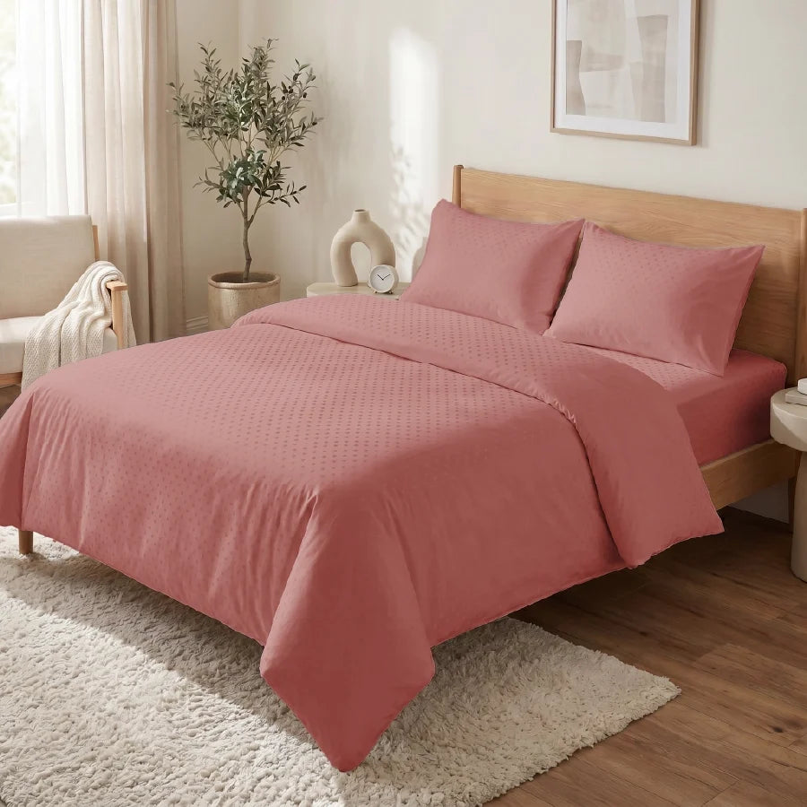 Pillow Cover | Swiss Dot | 100% Cotton | Pack of 2 Pillow Cases | 300TC - Swiss-Dot-Desert-Sand