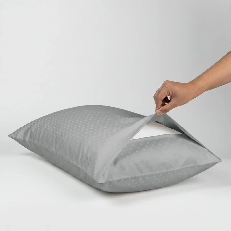 Pillow Cover | Swiss Dot | 100% Cotton | Pack of 2 Pillow Cases | 300TC - Swiss-Dot-Paloma-Grey
