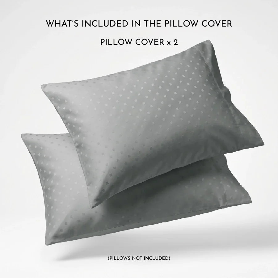 Pillow Cover | Swiss Dot | 100% Cotton | Pack of 2 Pillow Cases | 300TC - Swiss-Dot-Paloma-Grey