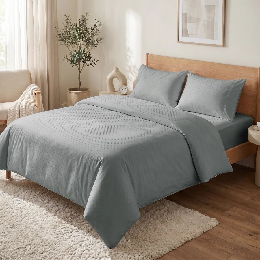 Pillow Cover | Swiss Dot | 100% Cotton | Pack of 2 Pillow Cases | 300TC - Swiss-Dot-Paloma-Grey