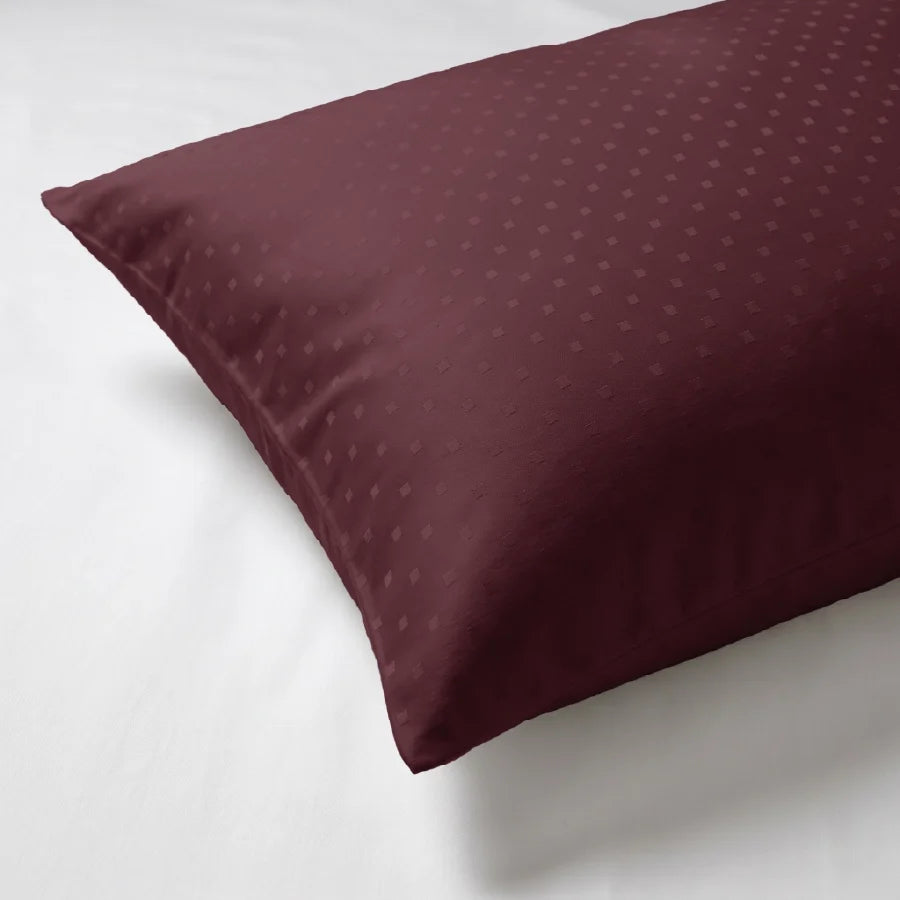 Pillow Cover | Swiss Dot | 100% Cotton | Pack of 2 Pillow Cases | 300TC - Swiss-Dot-Merlot