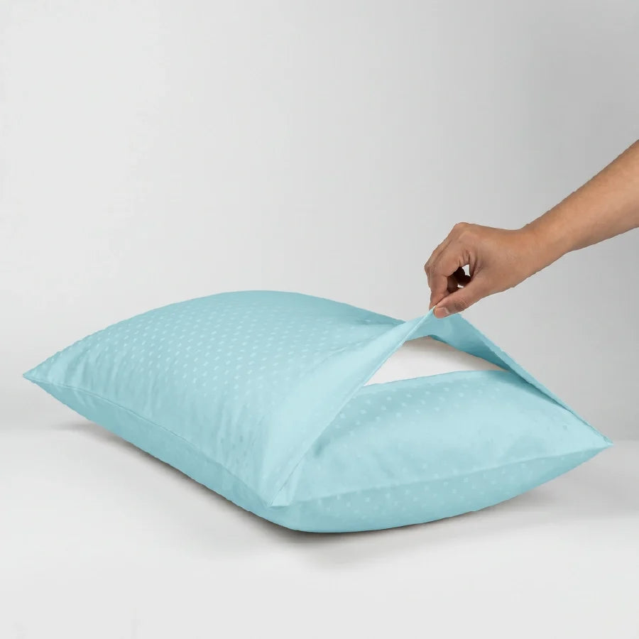Pillow Cover | Swiss Dot | 100% Cotton | Pack of 2 Pillow Cases | 300TC - Swiss-Dot-Sky-Blue