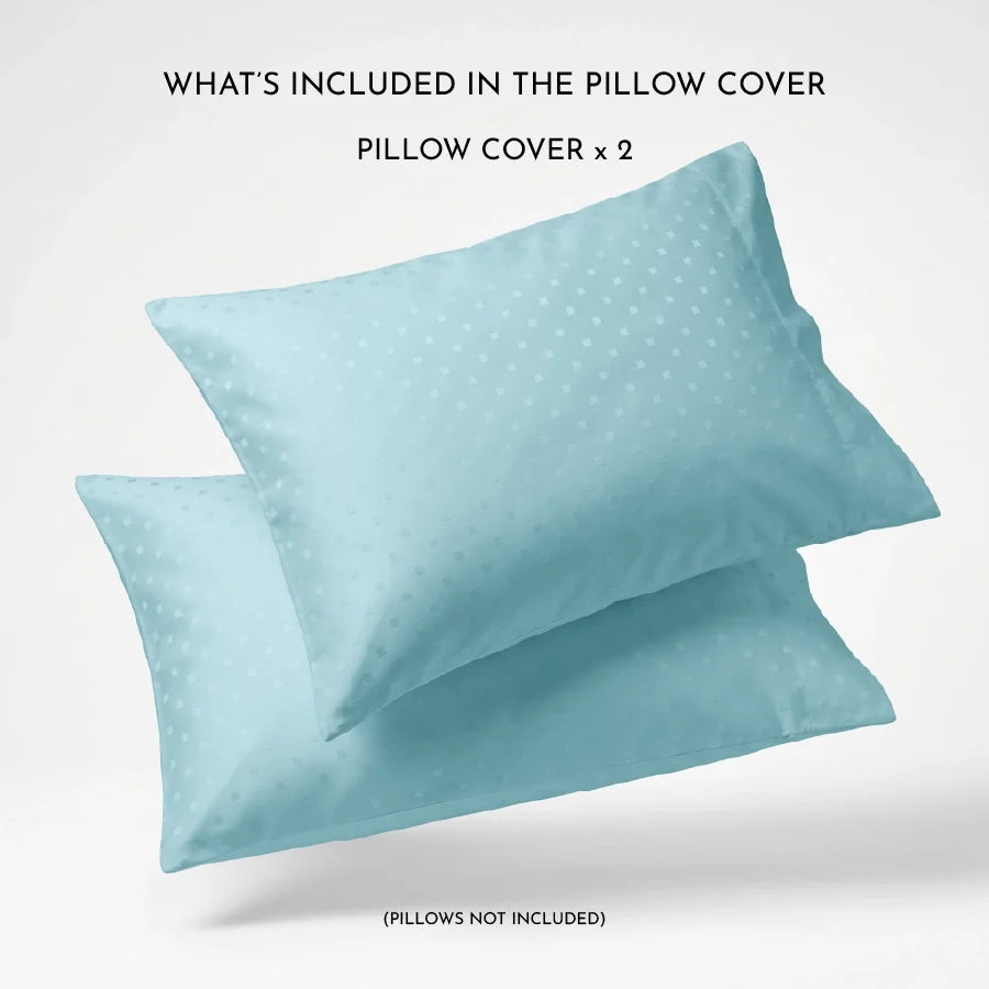 Pillow Cover | Swiss Dot | 100% Cotton | Pack of 2 Pillow Cases | 300TC - Swiss-Dot-Sky-Blue