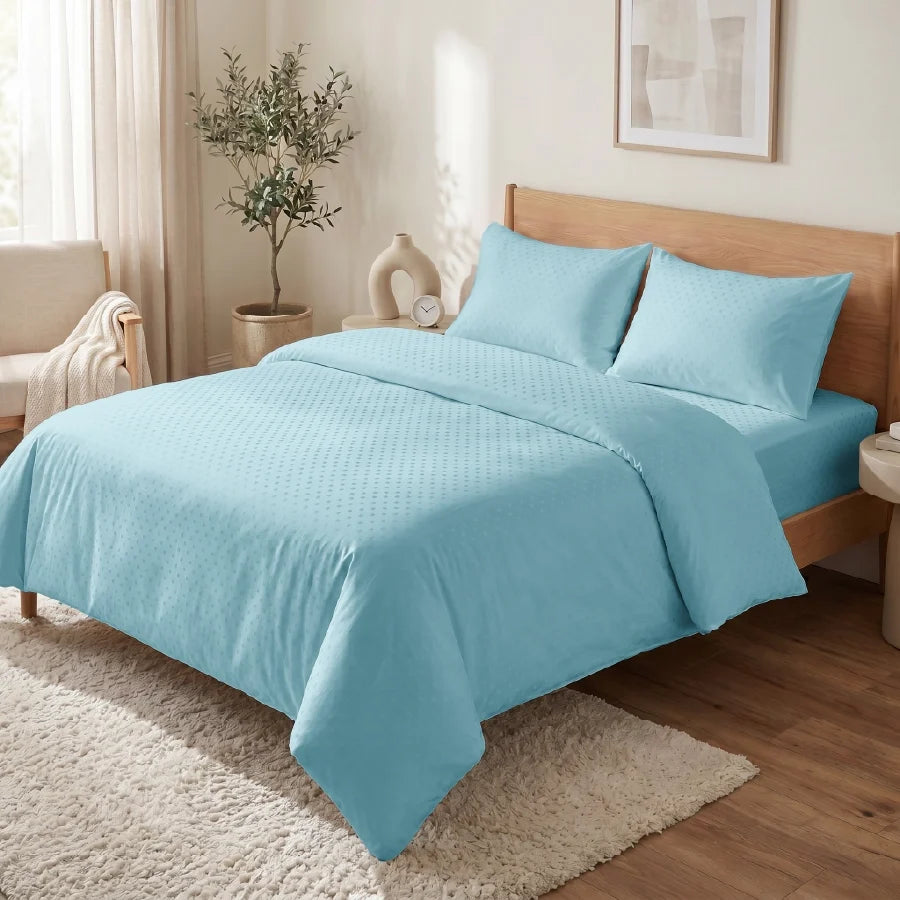 Pillow Cover | Swiss Dot | 100% Cotton | Pack of 2 Pillow Cases | 300TC - Swiss-Dot-Sky-Blue