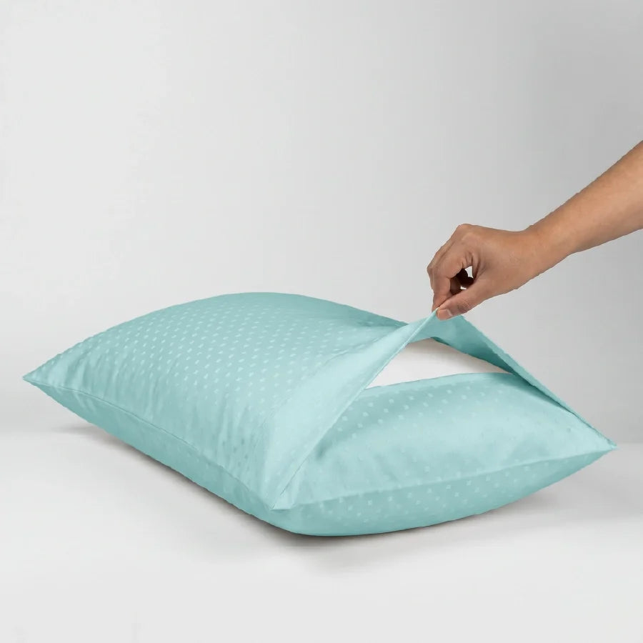 Pillow Cover | Swiss Dot | 100% Cotton | Pack of 2 Pillow Cases | 300TC - Swiss-Dot-Pale-Turquoise
