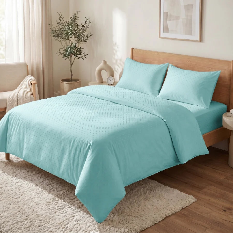 Pillow Cover | Swiss Dot | 100% Cotton | Pack of 2 Pillow Cases | 300TC - Swiss-Dot-Pale-Turquoise